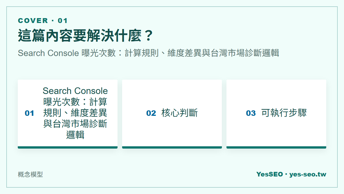 Search Console 曝光次數：計算規則、維度差異與台灣市場診斷邏輯